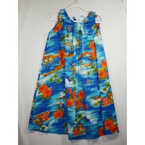 Vintage Hawaii Tent Dress 60s Flower Power XL Sleeveless